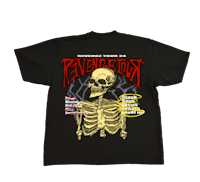 a black t - shirt with a skeleton on it